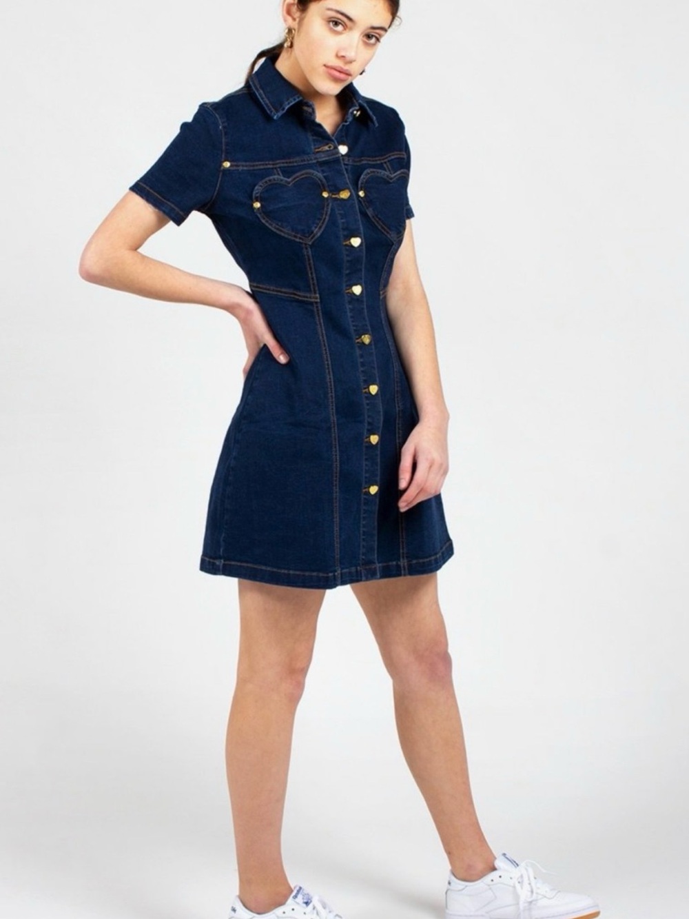 Lazy Oaf Navy Denim hearts dress